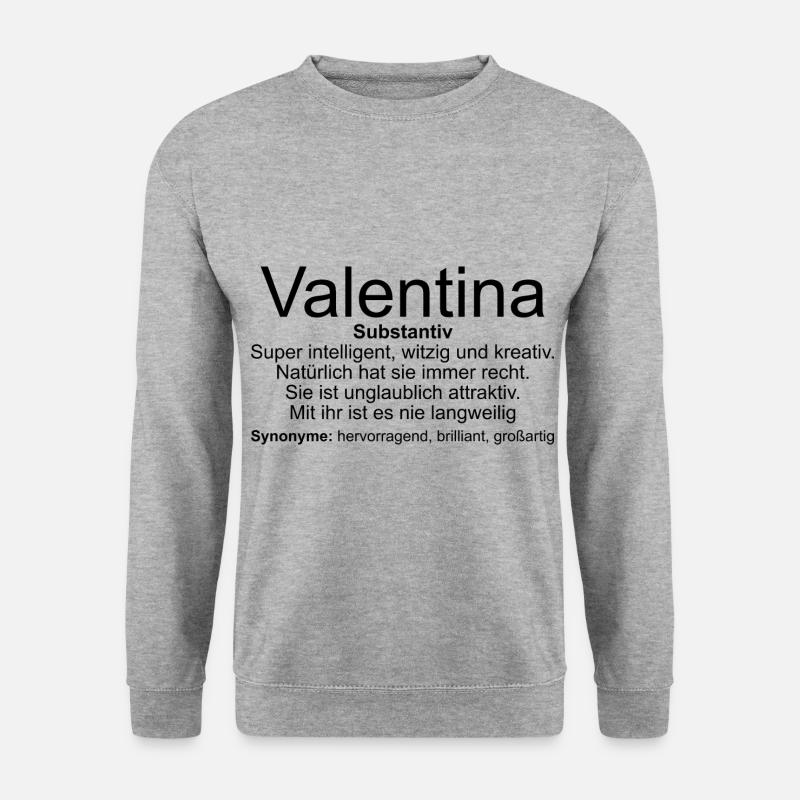 Name Definition Valentina - Unisex Pullover - Weißgrau meliert