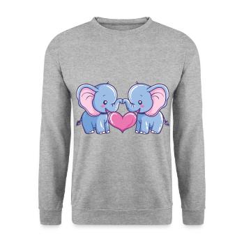 Elephant Couple Love Couple In Love - Unisex Sweatshirt - salt & pepper - Front - Alina (178cm) & Michal (187cm)