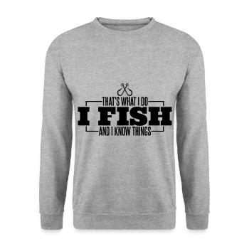 Pêche Pêche Pêche Pêche Hache pêche Poisson - Sweat-shirt Unisexe - gris chiné - Devant - Alina (178cm) & Michal (187cm)