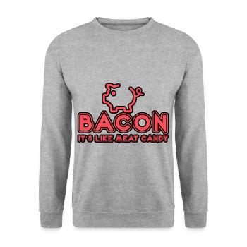 Bacon It's Like Meat Candy 3 - Unisex Sweatshirt - salt & pepper - Front - Alina (178cm) & Michal (187cm)