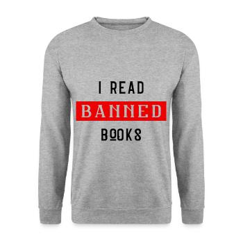 I Read Banned Books 28 - Unisex Sweatshirt - salt & pepper - Front - Alina (178cm) & Michal (187cm)