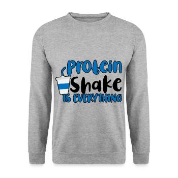 Protein Shake Is Everything 2 - Unisex Pullover - Weißgrau meliert - Vorne - Alina (178cm) & Michal (187cm)