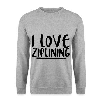 I Love Ziplining 3 - Unisex Pullover - Weißgrau meliert - Vorne - Alina (178cm) & Michal (187cm)