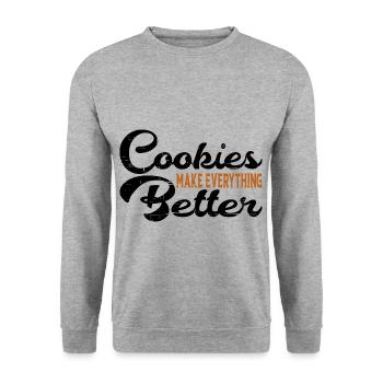 Cookies Make Everything Better 6 - Unisex Sweatshirt - salt & pepper - Front - Alina (178cm) & Michal (187cm)