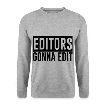 Editeurs qui vont à Edit 2 - Sweat-shirt Unisexe - gris chiné - Devant - Alina (178cm) & Michal (187cm)