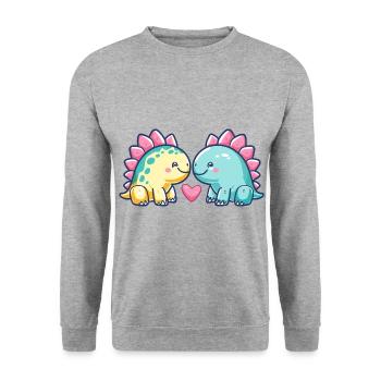 Dinosaure Stégosaure Couple Amour Couple Amoureux - Sweat-shirt Unisexe - gris chiné - Devant - Alina (178cm) & Michal (187cm)