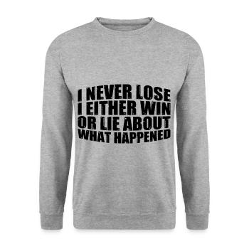 I Either Win Or Lie About What Happened 4 - Unisex Pullover - Weißgrau meliert - Vorne - Alina (178cm) & Michal (187cm)