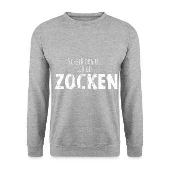 Scheiß Drauf Ich Geh Zocken Gamer Zockerleben - Unisex Pullover - Weißgrau meliert - Vorne - Alina (178cm) & Michal (187cm)