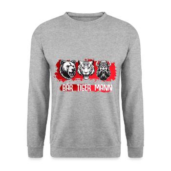 Bartliebhaber Vatertag Vater Bier Bär Tiger Mann - Unisex Pullover - Weißgrau meliert - Vorne - Alina (178cm) & Michal (187cm)