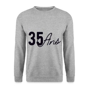35 Ans - Sweat-shirt Unisexe - gris chiné - Devant - Alina (178cm) & Michal (187cm)