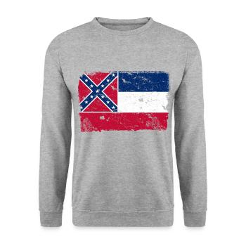 Mississippi Vintage Flagge - Unisex Pullover - Weißgrau meliert - Vorne - Alina (178cm) & Michal (187cm)