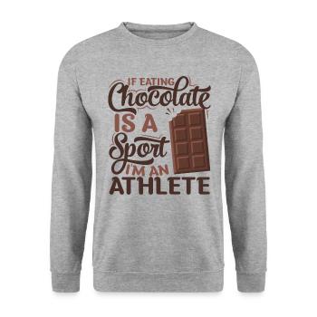Chocolate Chocolate Bar Athlete Sports Gift - Unisex Sweatshirt - salt & pepper - Front - Alina (178cm) & Michal (187cm)