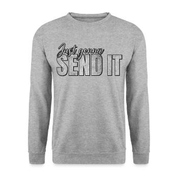 Just Gonna Send It - Unisex Pullover - Weißgrau meliert - Vorne - Alina (178cm) & Michal (187cm)