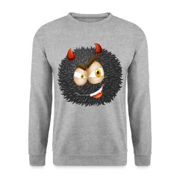 Süßer Kleiner Teufel – Monster Mit Hörnern - Unisex Pullover - Weißgrau meliert - Vorne - Alina (178cm) & Michal (187cm)
