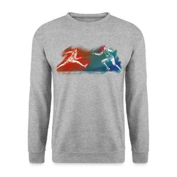 Fencing - Unisex Sweatshirt - salt & pepper - Front - Alina (178cm) & Michal (187cm)