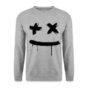 Face Happy Minimal Halloween Skater Street Art Fun - Unisex Sweatshirt - salt & pepper - Front - Alina (178cm) & Michal (187cm)