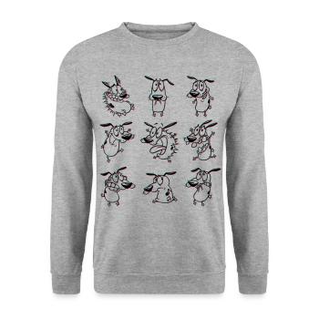 Courage Der Feige Hund Emotionen - Unisex Pullover - Weißgrau meliert - Vorne - Alina (178cm) & Michal (187cm)