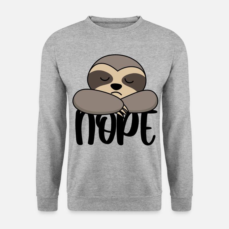 Faultier Nope - Unisex Pullover - Weißgrau meliert