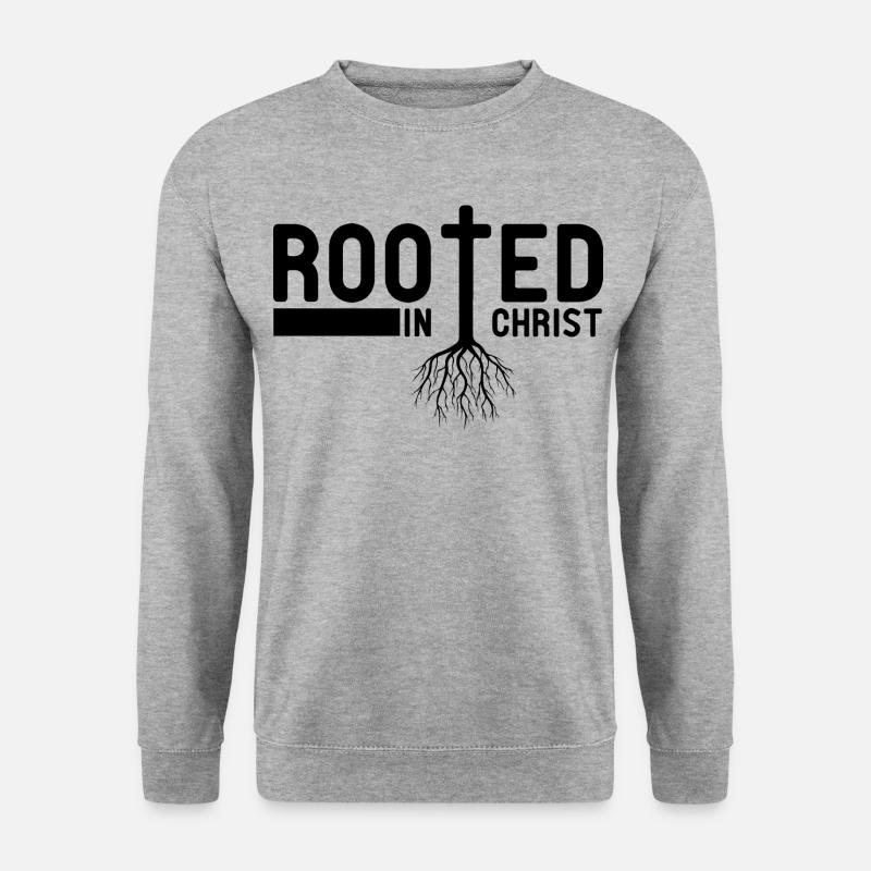 Verwurzelt in Christus - Unisex Pullover - Weißgrau meliert