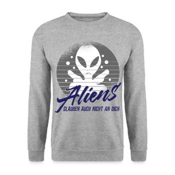 Aliens - Unisex Pullover - Weißgrau meliert - Vorne - Alina (178cm) & Michal (187cm)