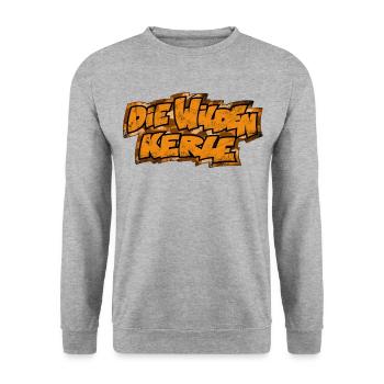 Die Wilden Kerle Schriftzug Camouflage - Unisex Pullover - Weißgrau meliert - Vorne - Alina (178cm) & Michal (187cm)