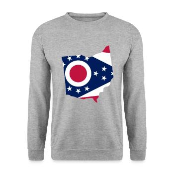 Ohio USA State Ohio Flagge Karte - Unisex Pullover - Weißgrau meliert - Vorne - Alina (178cm) & Michal (187cm)