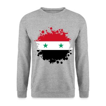 Syrien Flaggen Klecks - Unisex Pullover - Weißgrau meliert - Vorne - Alina (178cm) & Michal (187cm)