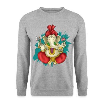 Indien Inder Hindu Ganesha Gott Land I Geschenk - Unisex Pullover - Weißgrau meliert - Vorne - Alina (178cm) & Michal (187cm)