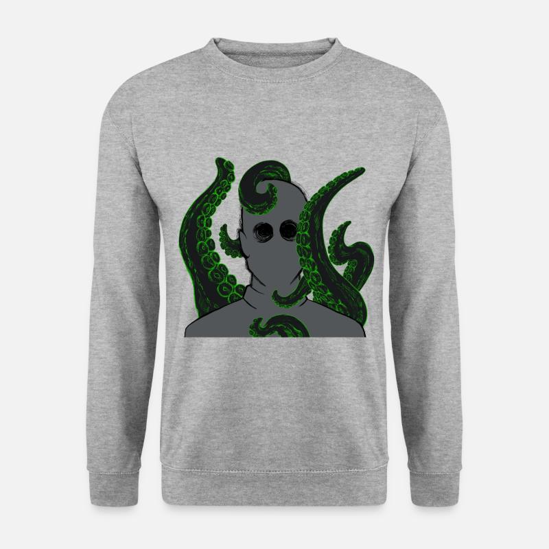 Porträt Neon-Tentakel - Unisex Pullover - Weißgrau meliert