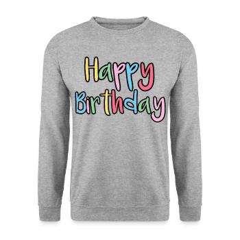 Happy Birthday Greeting Gift Idea - Unisex Sweatshirt - salt & pepper - Front - Alina (178cm) & Michal (187cm)