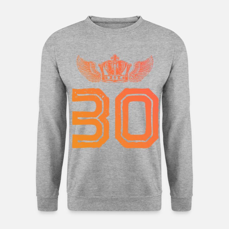 30 Zahl Krone - Unisex Pullover - Weißgrau meliert