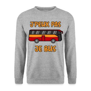 J'Peux Pas Je Bus - Sweat-shirt Unisexe - gris chiné - Devant - Alina (178cm) & Michal (187cm)