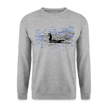 Ente Erpel Teich Schwimmen - Unisex Pullover - Weißgrau meliert - Vorne - Alina (178cm) & Michal (187cm)