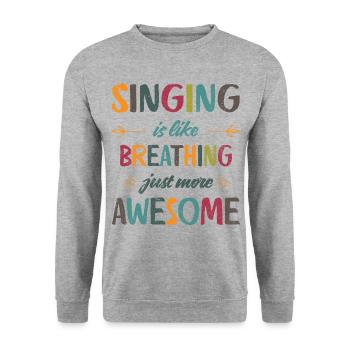 Singing is like breathing just more awesome Retro - Unisex Sweatshirt - salt & pepper - Front - Alina (178cm) & Michal (187cm)