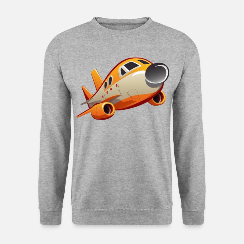 Comic Flugzeug - Unisex Pullover - Weißgrau meliert