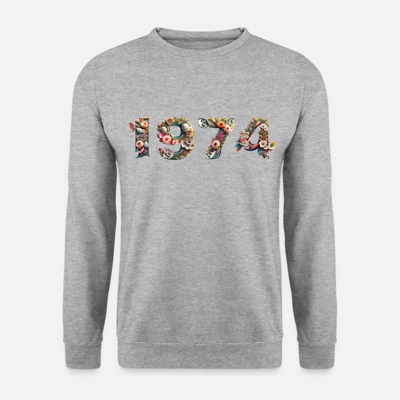 Vintage 1974 - Unisex Pullover - Weißgrau meliert