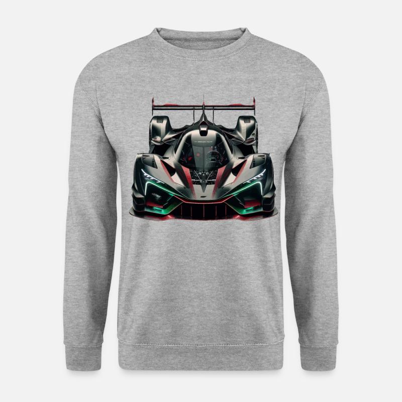 Extrem leistungsstarker, futuristischer, ultramoderner Rennwagen - Unisex Pullover - Weißgrau meliert