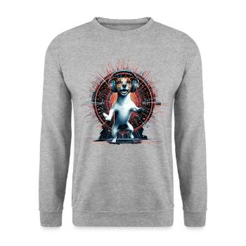Jack Russell Terrier danse musique cadeau - Sweat-shirt Unisexe - gris chiné - Devant - Alina (178cm) & Michal (187cm)