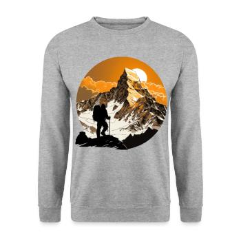 Alpinist - Unisex Pullover - Weißgrau meliert - Vorne - Alina (178cm) & Michal (187cm)