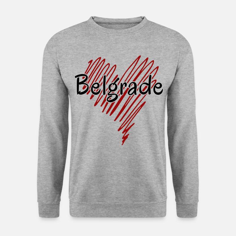 Ich liebe Belgrad, Belgrad Serbien - Unisex Pullover - Weißgrau meliert