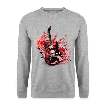 E-Gitarre Gitarre Gitarrist Musik Instrument Rock - Unisex Pullover - Weißgrau meliert - Vorne - Alina (178cm) & Michal (187cm)
