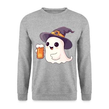 Halloween Ghost Ghost Beer Alcohol Funny - Unisex Sweatshirt - salt & pepper - Front - Alina (178cm) & Michal (187cm)