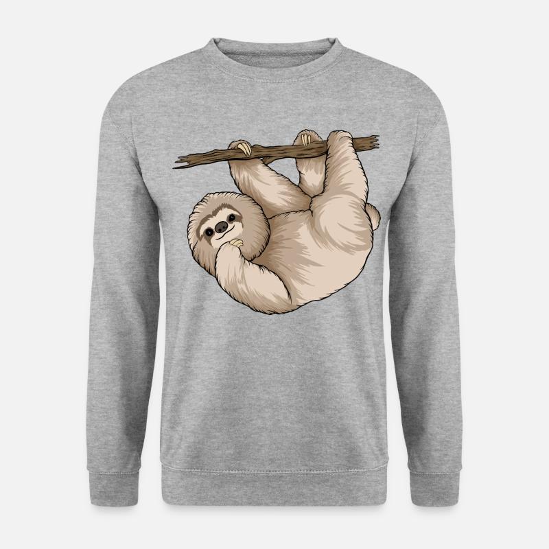 Charmantes Faultier, das den Ast umarmt - Unisex Pullover - Weißgrau meliert