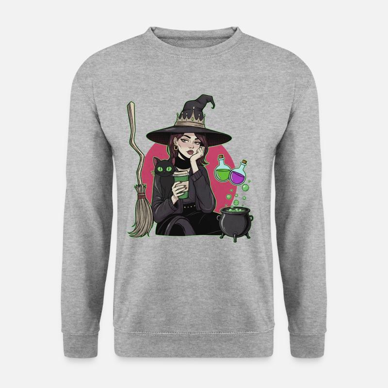 Hexe - Unisex Pullover - Weißgrau meliert