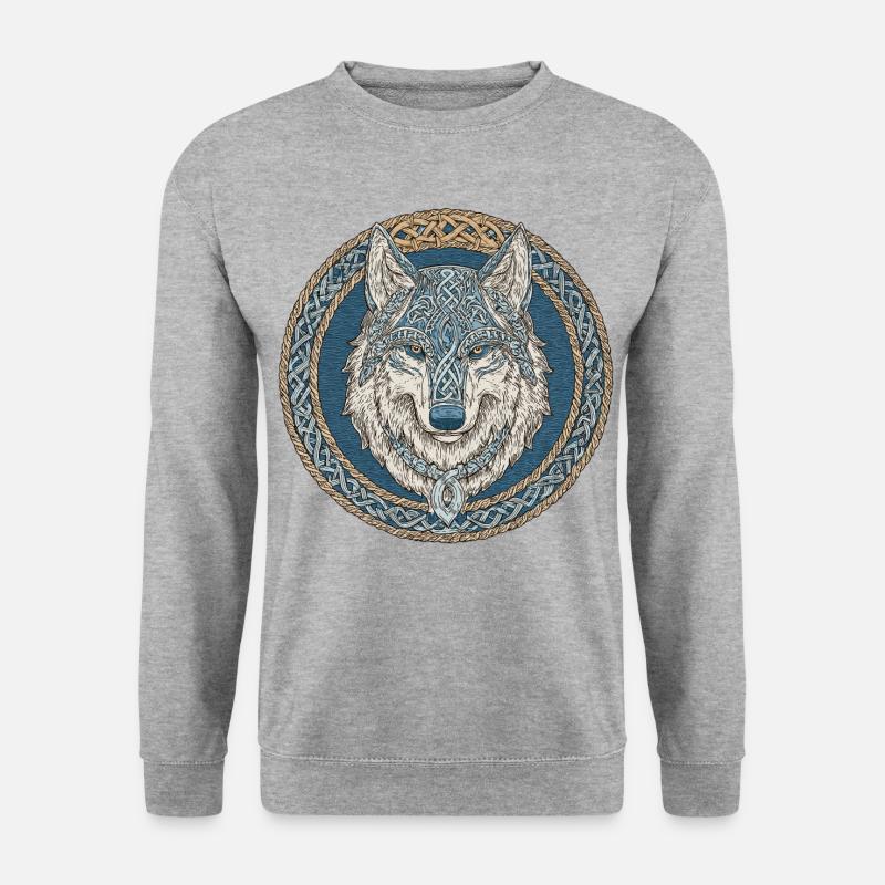 Nordische Wolf Mythologie - Unisex Pullover - Weißgrau meliert