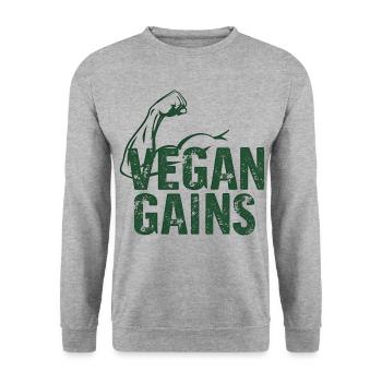 Vegan Gains Vegan Fitness Bodybuilding - Unisex Pullover - Weißgrau meliert - Vorne - Alina (178cm) & Michal (187cm)