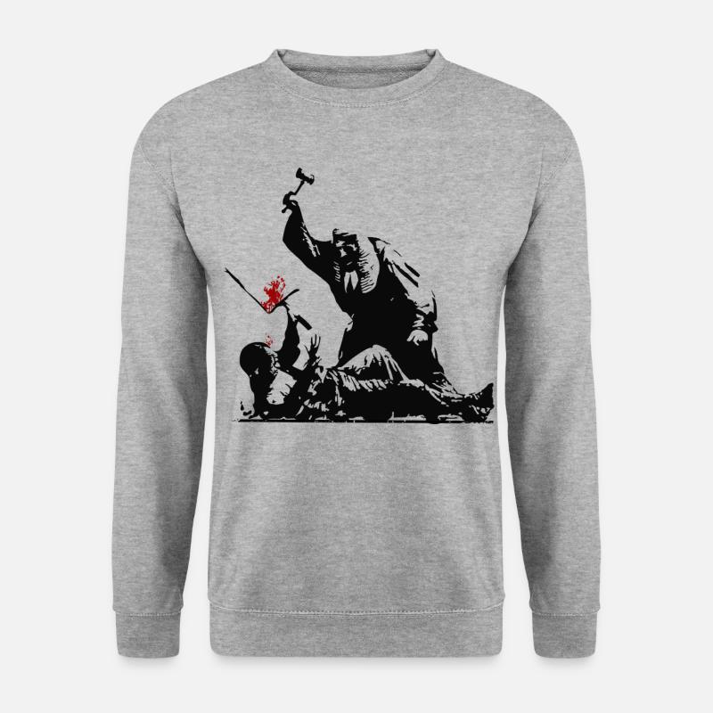 Banksy Street Art gegen Zensur Protest - Unisex Pullover - Weißgrau meliert