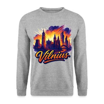 Vilnius Capital Lithuania Baltic Gift - Unisex Sweatshirt - salt & pepper - Front - Alina (178cm) & Michal (187cm)