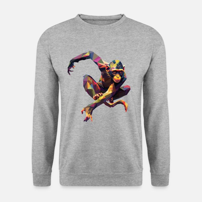 Geometrischer bunter Affe - Unisex Pullover - Weißgrau meliert
