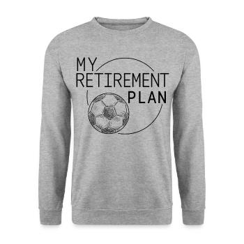 Lustiger Fußball-Ruhestandsplan Fußballspieler-Geschenk - Unisex Pullover - Weißgrau meliert - Vorne - Alina (178cm) & Michal (187cm)